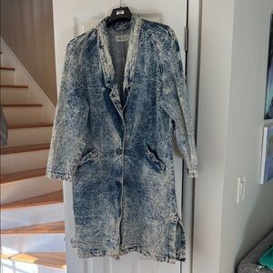XL Vintage Acid washed denim trench coat jacket SB II by Bitterman